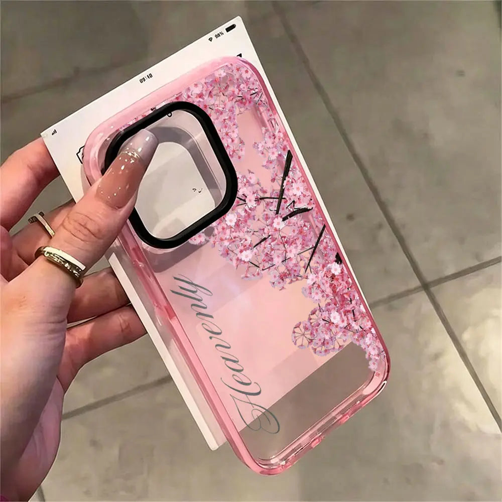 Pink Cherry Blossom Phone Case, Elegant Romantic Floral Style for Iphone 17 16 15 14 13 12 11 plus Pro Max, Ideal Birthday Gift.