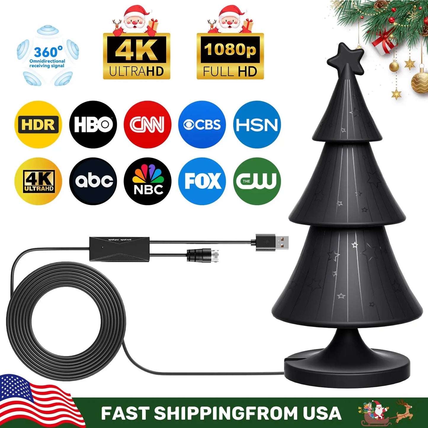 HIDB TV Antenna Digital for Smart TV HD Antena Indoor 4K 360° Signal Amplified Indoor TV Antenna for Easy Long Range Reception Installation No Monthly Bill Ultra Long Reception Distance TV Antenna for Local Channels ,Deals for You Days,Summerwins