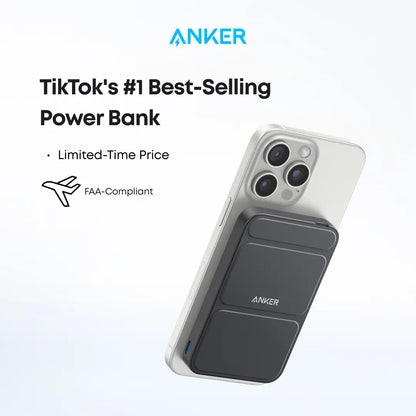 【Magnetic Power Bank】Anker 5,000Mah Magnetic Power Bank, Wireless Portable Charger with Foldable Stand & Side USB-C Port, Battery Pack for Iphone 17/16/15/14/13#Dealsforyoudays