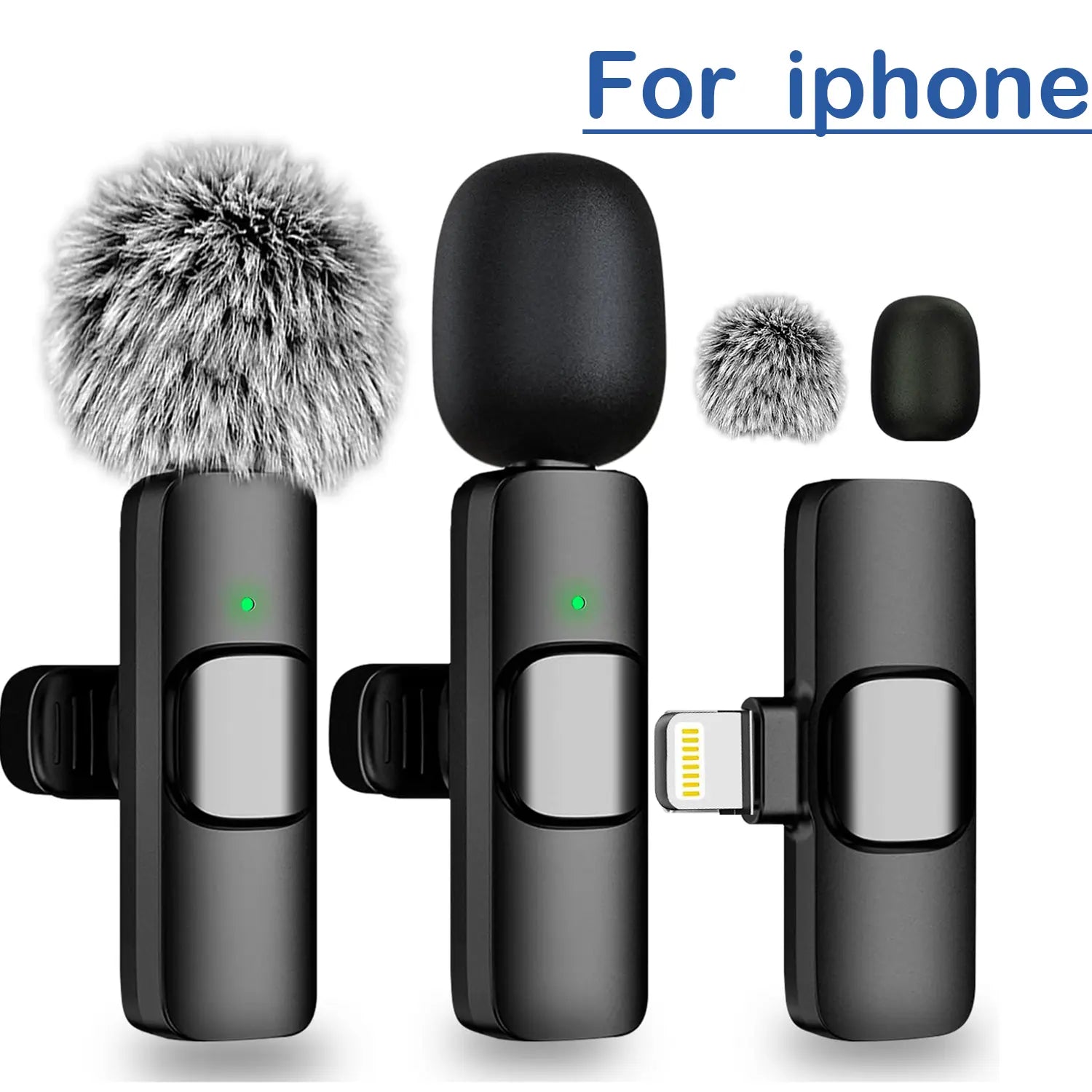 Tiktok,2 Pcs Professional Wireless Lavalier Lapel Microphone for Iphone, Ipad - Cordless Omnidirectional Condenser Recording Mic for Vlogging Interview Video Podcast Vlog,Smartphone Accessories Audio Wireless Lavalier Receiver Live Streaming