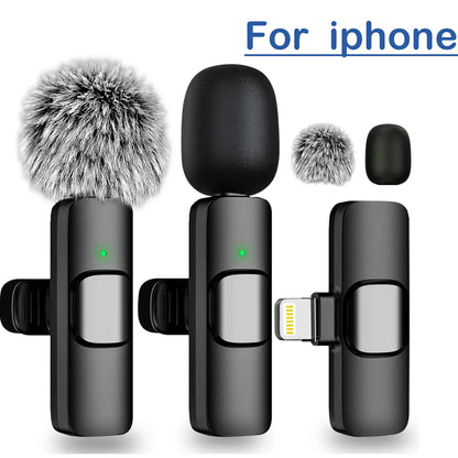 Tiktok,2 Pcs Professional Wireless Lavalier Lapel Microphone for Iphone, Ipad - Cordless Omnidirectional Condenser Recording Mic for Vlogging Interview Video Podcast Vlog,Smartphone Accessories Audio Wireless Lavalier Receiver Live Streaming