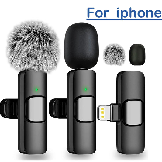 Tiktok,2 Pcs Professional Wireless Lavalier Lapel Microphone for Iphone, Ipad - Cordless Omnidirectional Condenser Recording Mic for Vlogging Interview Video Podcast Vlog,Smartphone Accessories Audio Wireless Lavalier Receiver Live Streaming