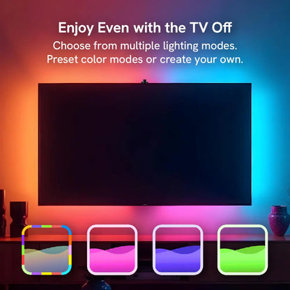 Aura TV Backlight for 40-85In TV LED Light Strip with Color Sync Technology for Immersive TV Light Adjustable RGBIC Lighting Music Visualizer App Control Customizable Scenes