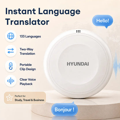 HYUNDAI TS1 Smart Translator Speaker, Real-Time Translation in 133 Languages for Travel, Business & Learning,Languages Practice Companion