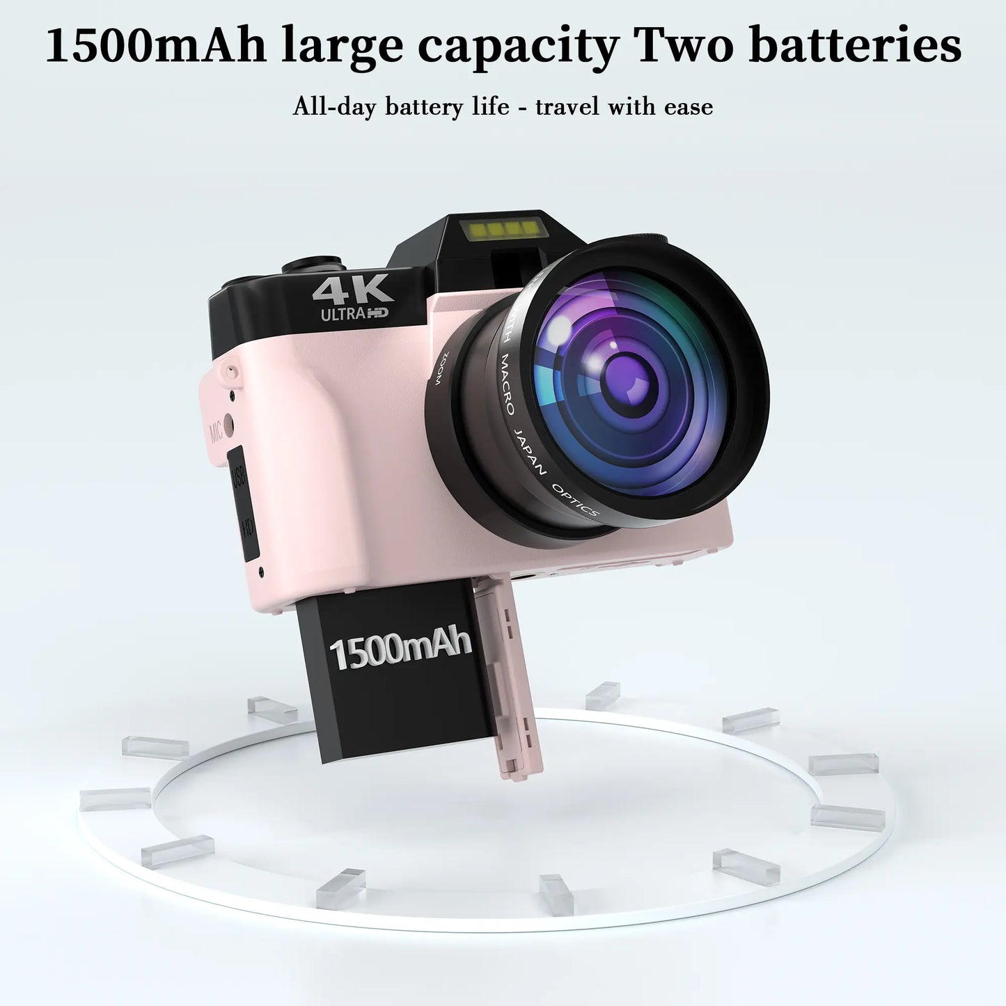 4K 56MP Vlogging Camera with 180° Flip Screen, Compact Camera with 16X Digital Zoom, 32GB TF Card, Summer Gift(Black)