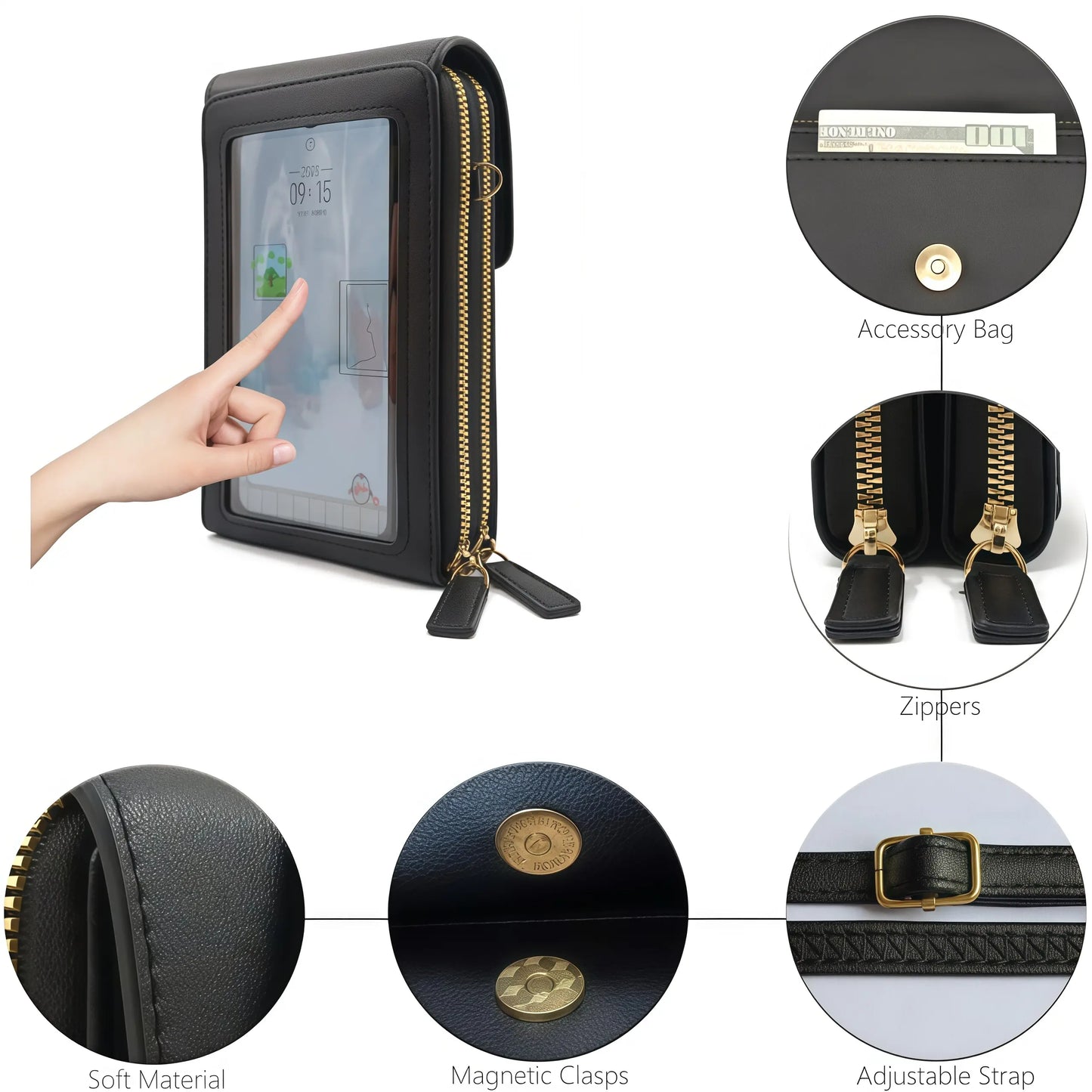 Touchscreen Phone Pouch for Women: Stylishcrossbody Phone Pouch and Key Holdertrendy Minimalist Elegant Women'Stouchscreen Crossbody Phone Wallet - Multi-Card Slots & Coin Pouch