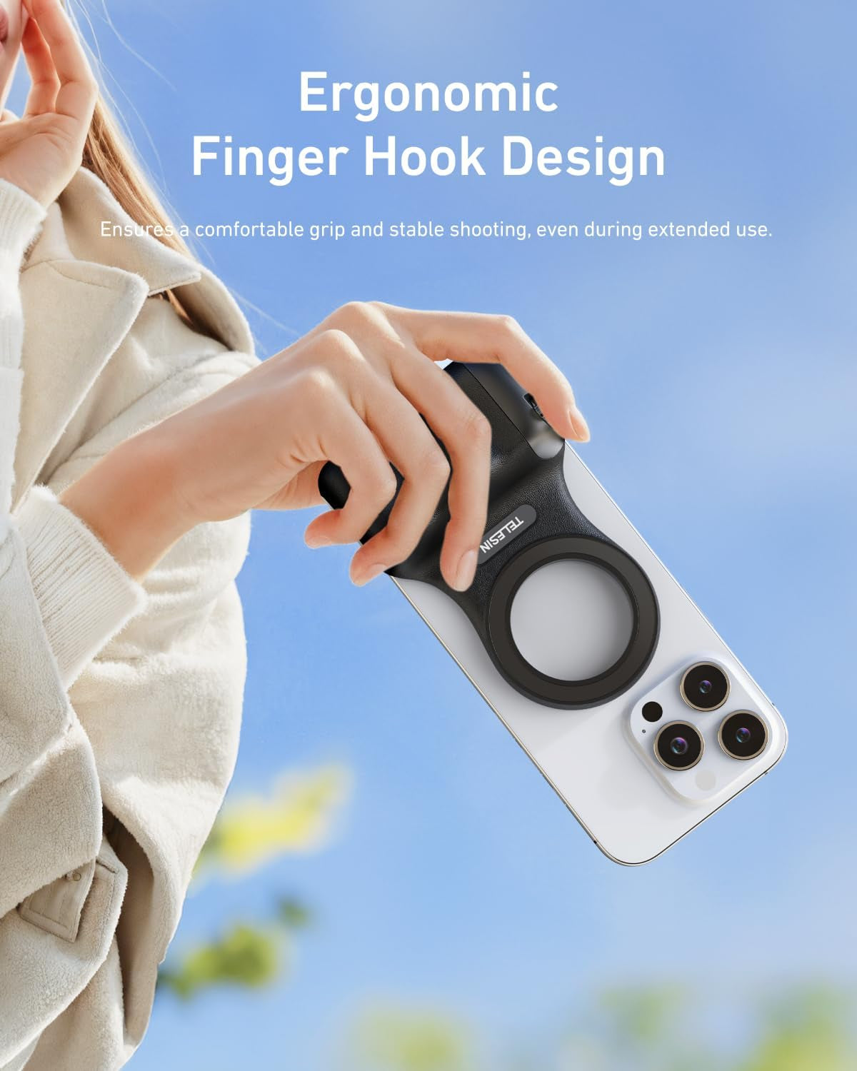 Fun Shot Magnetic Phone Camera Grip+ C03 Magnetic Selfie Light Creator Kit Compatible with Iphone Magsafe & Android, Bundle Kit for Selfies/Photography/Tiktok/Zoom Calls/Video (Black)