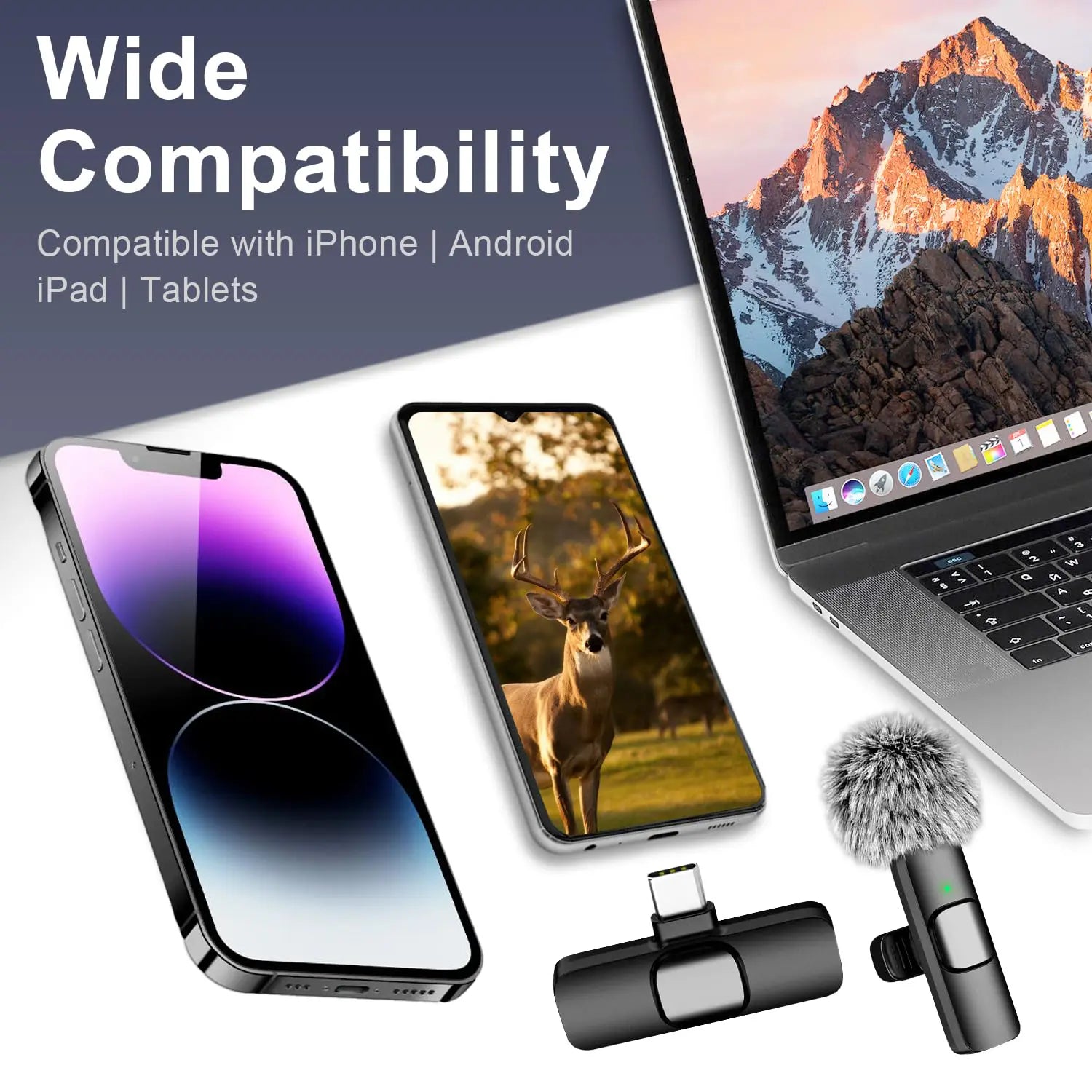 Tiktok,2 Pcs Professional Wireless Lavalier Lapel Microphone for Iphone, Ipad - Cordless Omnidirectional Condenser Recording Mic for Vlogging Interview Video Podcast Vlog,Smartphone Accessories Audio Wireless Lavalier Receiver Live Streaming