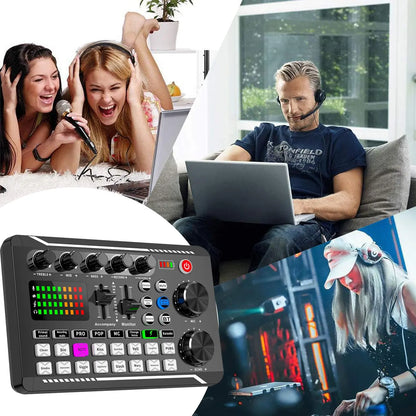 Podcast Microphone Bundle, Condenser Mic with Live Sound Card Kit, Podcast Equipment Bundle with Voice Changer and Mixer Functions for PC Smartphone Studio Recording, Audio Interface