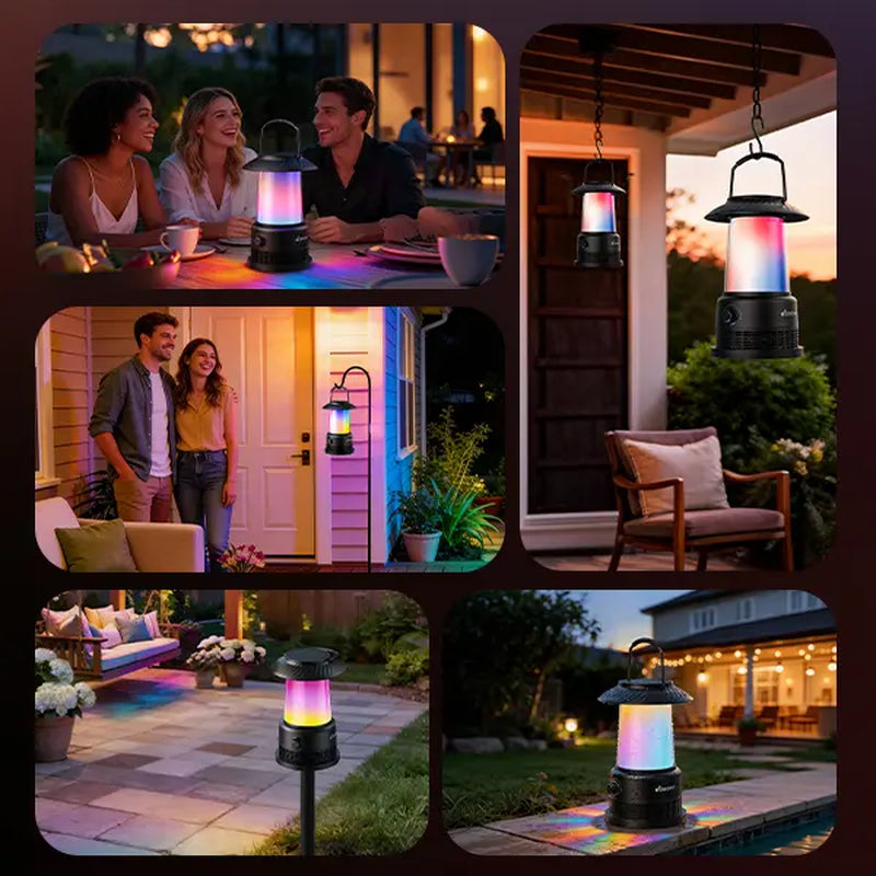 Outdoor Speakers House Warming Gifts New Home: 30W Dual Bluetooth Speakers with 360° LED Lights&Solar Charging|Multi-Sync up to 100 Speakers|Ipx7 Waterproof|20H Playtime|Lanterns for Patio/Pool/Party Audio Sound System Subwoofer Speaker Bluetooth Speaker
