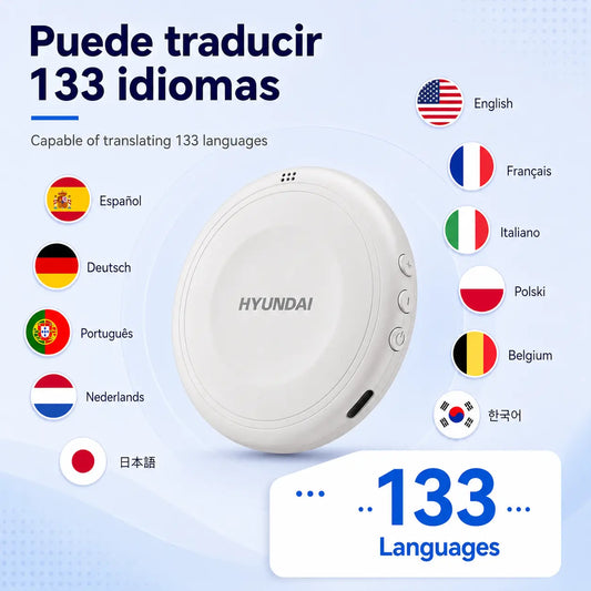 HYUNDAI TS1 Smart Translator Speaker, Real-Time Translation in 133 Languages for Travel, Business & Learning,Languages Practice Companion