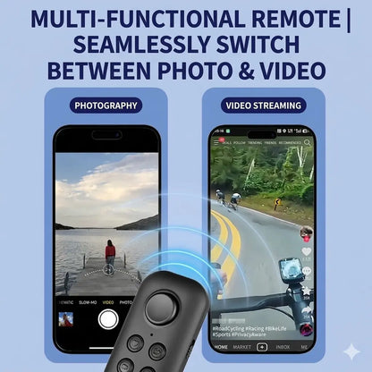 2026 New All-In-1 Bluetooth Remote Control - Universal Camera Shutter with Zoom, Tiktok & Reels Scroller, Ebook & Kindle Wireless Page Turner, Compatible with Iphone Android Ipad