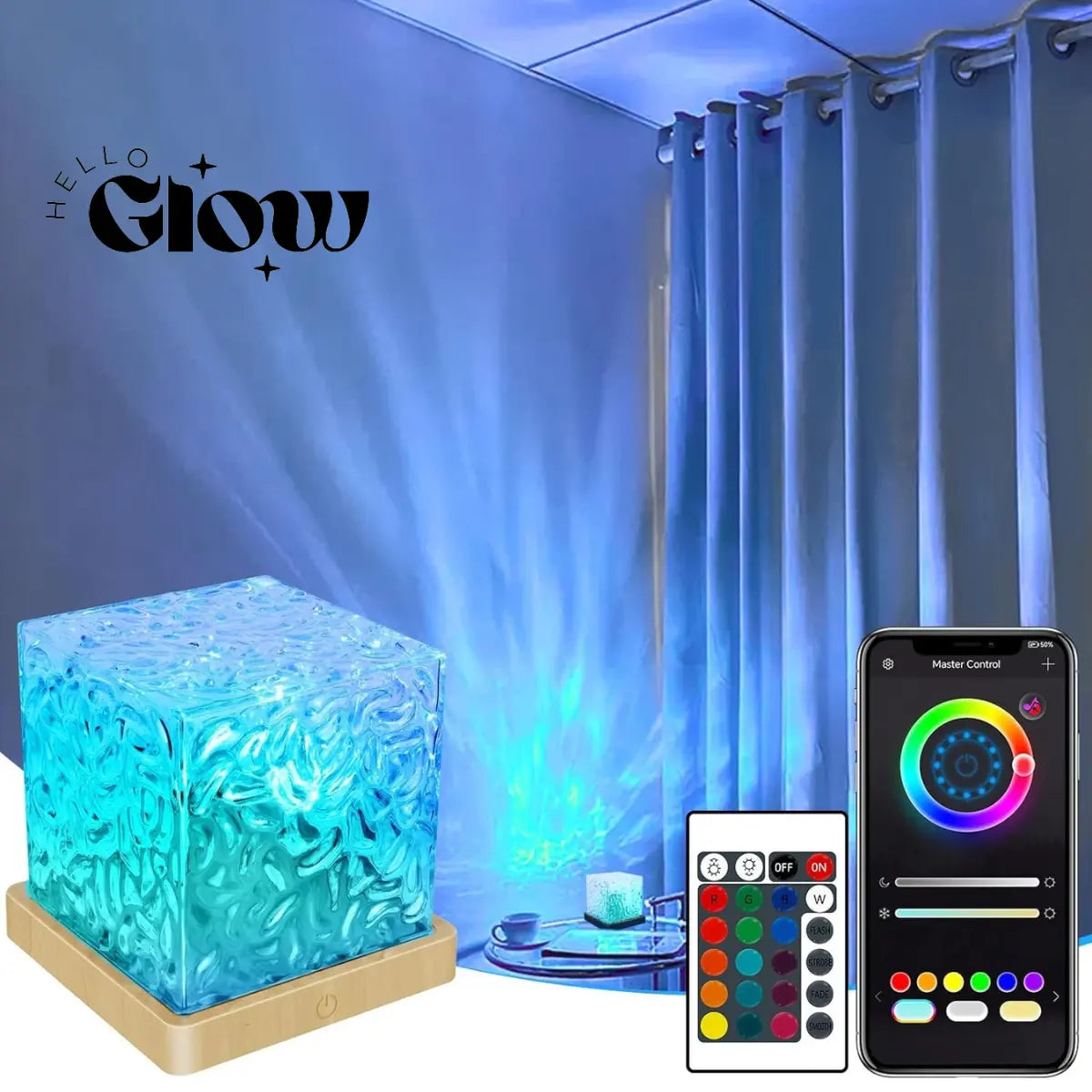 Ocean Wave Projector Light 18 Color Mode & Rechargeable 16 Color LED Light with Adjustable Modes, Remote Control, and USB Power Supply, ABS
