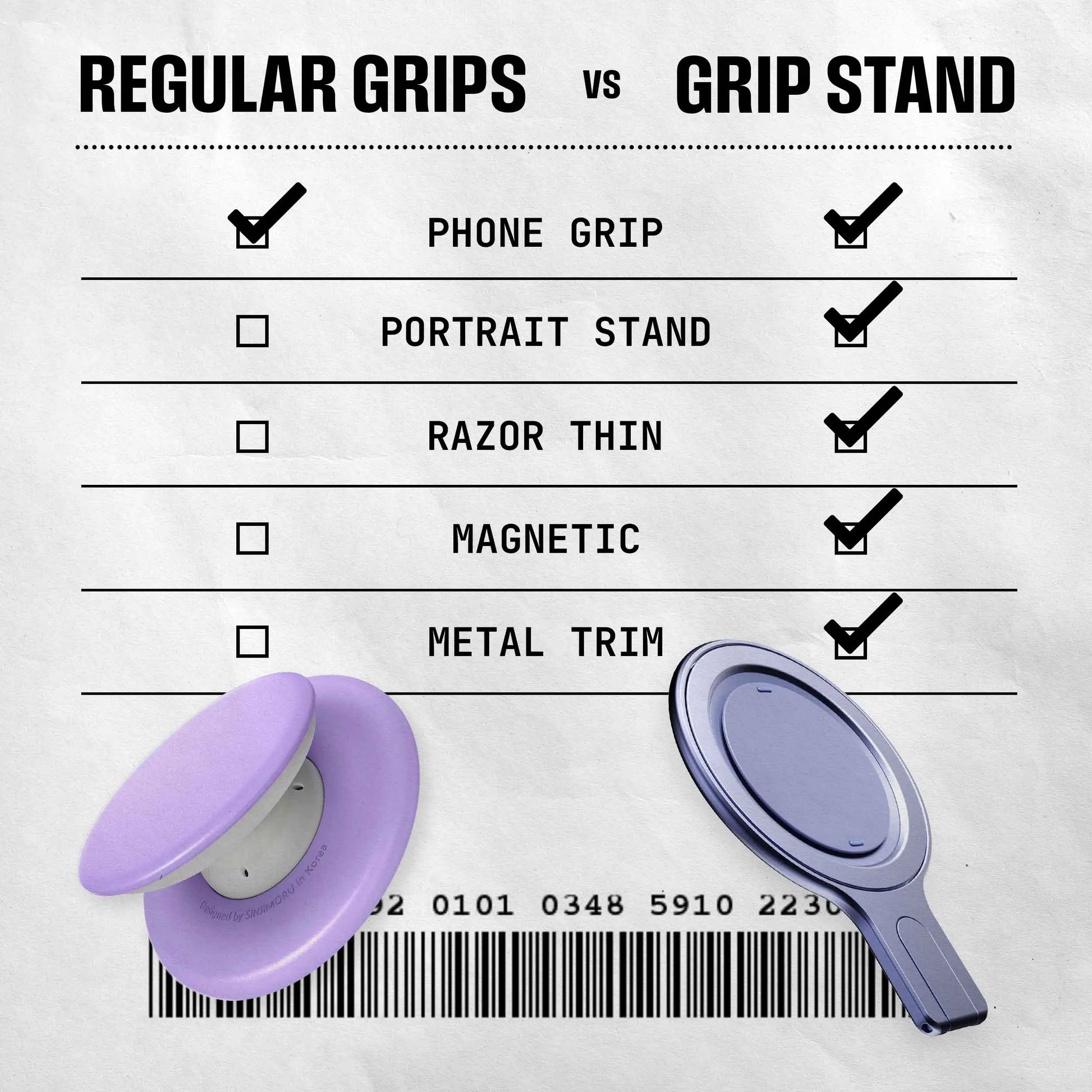 Ohsnap Grip Stand - Portrait Phone Stand & Magnetic Grip for Iphone & Android