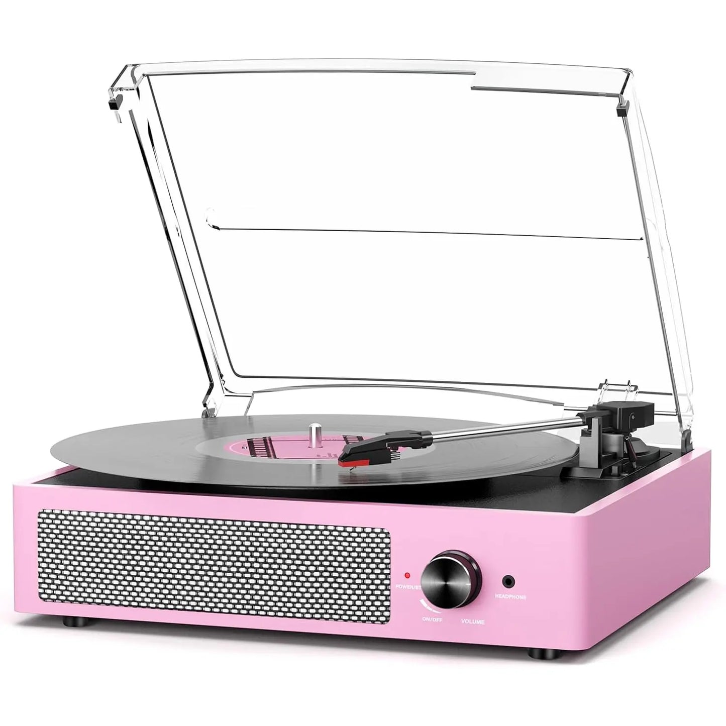 Vinyl Record Player, Turntable with Built-In Bluetooth Receiver & 2 Stereo Speakers, 3 Speed 3 Size Portable Retro Record, Gift for Women and Men
