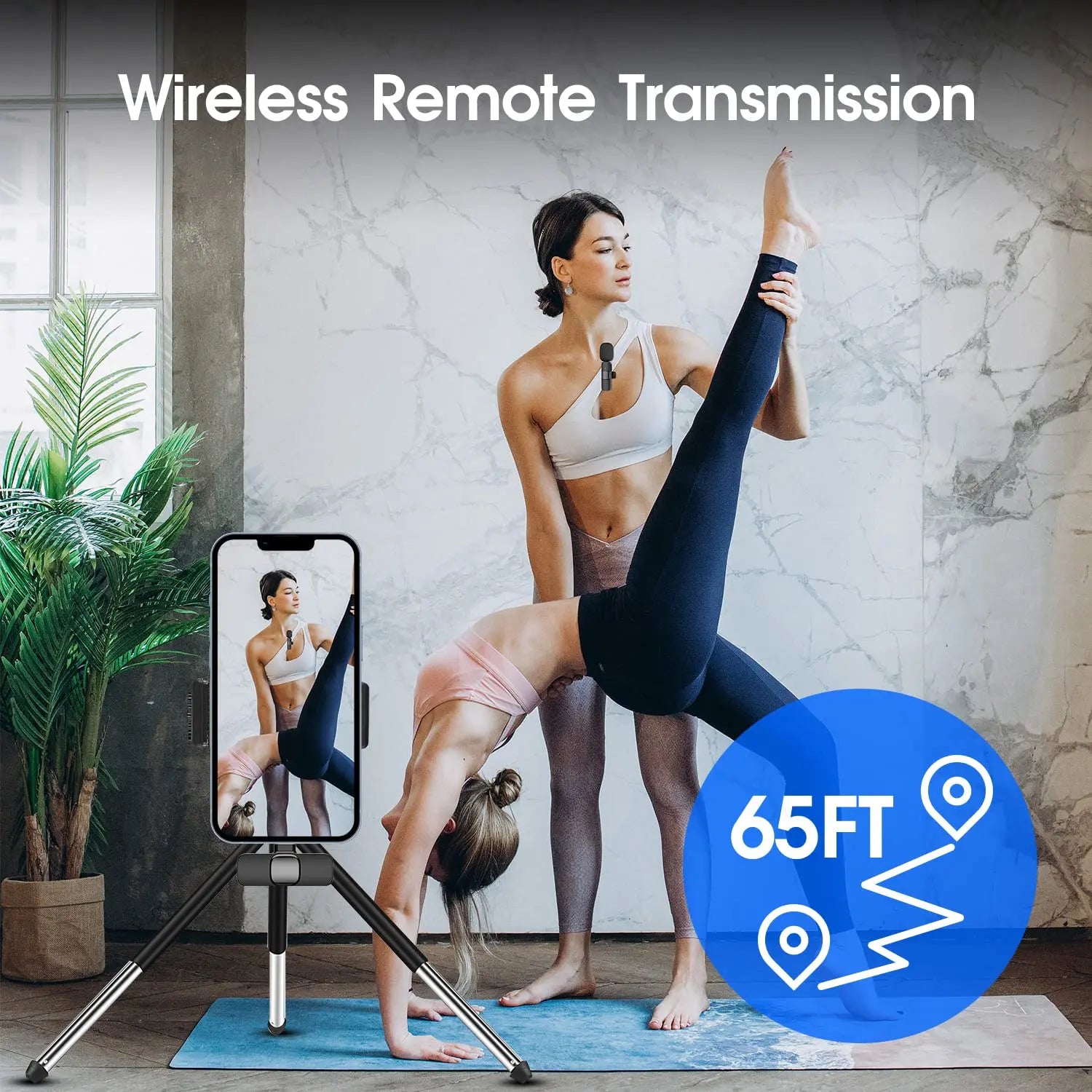 Dual Wireless Lavalier Microphone Set for iPhone and iPad, Plug-and-Play 2.4G Ultra-Low Latency with Integrated Noise Reduction for Video Recording, Interviews, Podcasts, and Vlogs