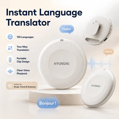 HYUNDAI TS1 Smart Translator Speaker, Real-Time Translation in 133 Languages for Travel, Business & Learning,Languages Practice Companion