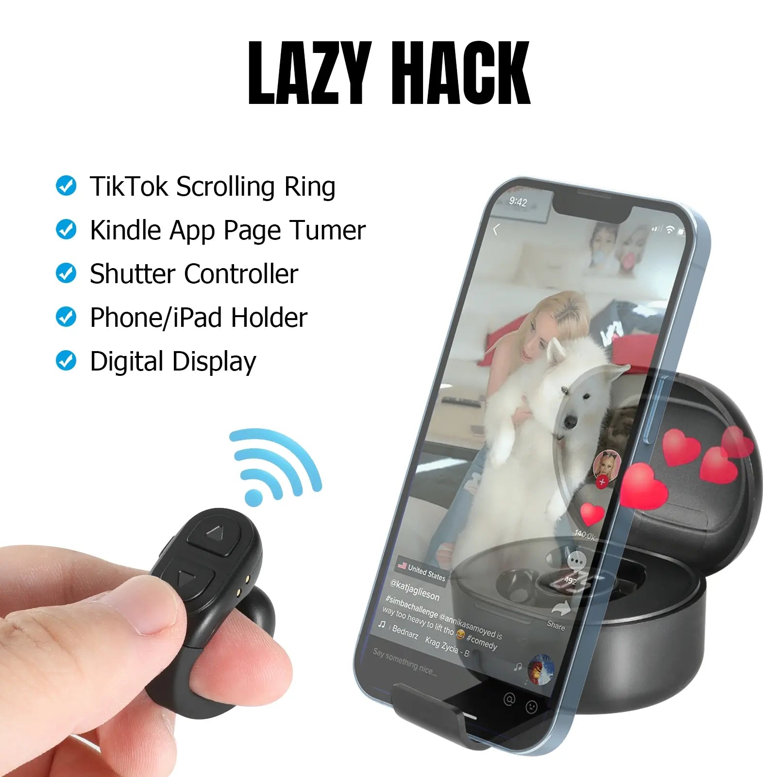 Wireless Scrolling Ring Remote Control - Camera Control Camera Accessory for Remote Photography, Selfie Use with Phones, Kindle App | Dealsforyoudays Electronic Gadget