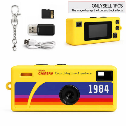 Compact Thumb Camera with Memory Card Reader, Multifunctional Keychain Camera, Wearable Recorder, Portable Camera, Student Outdoor Sports Camera, Kids Video Pocket Camera, Rechargeable