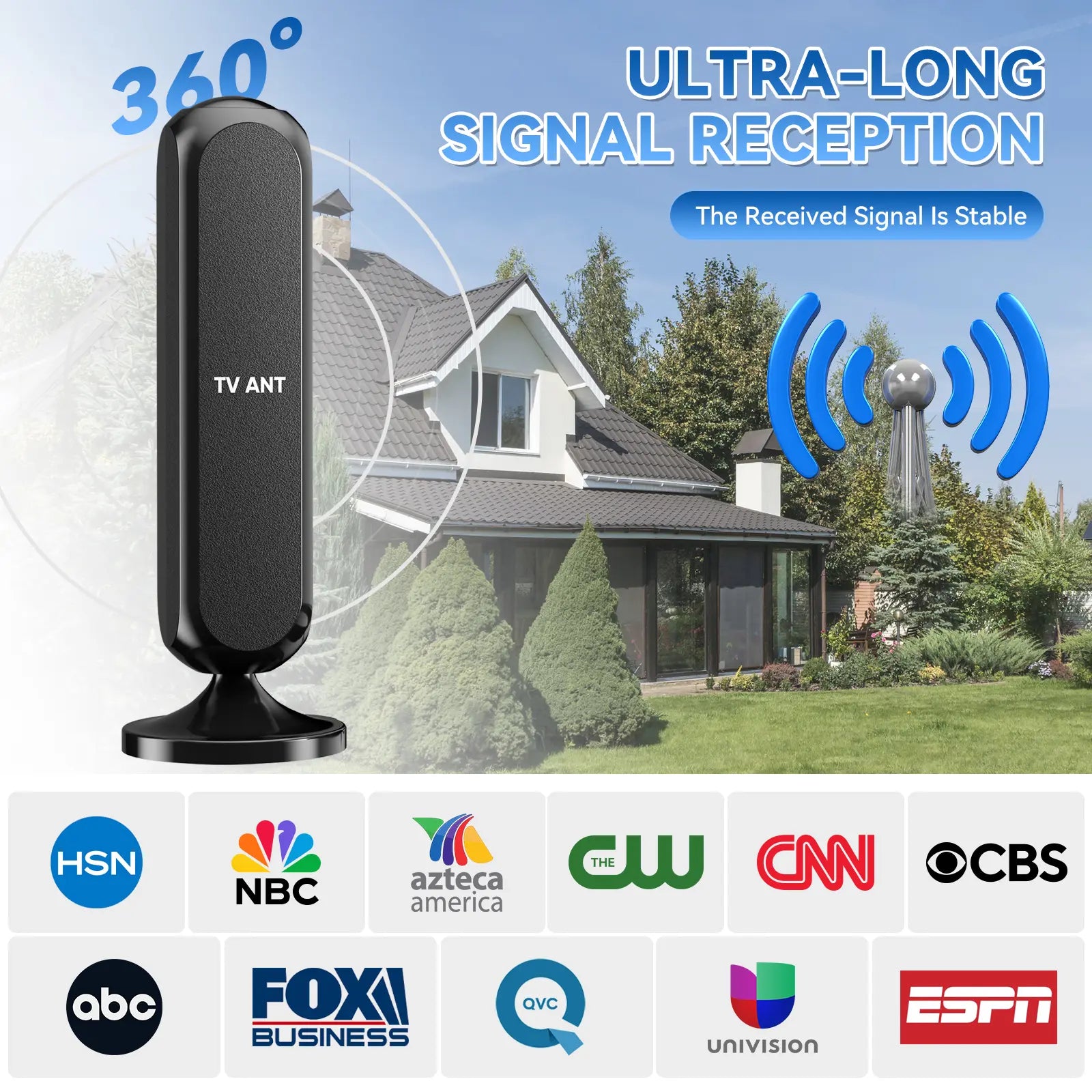 HIDB TV Antenna Digital for Smart TV HD Antena Indoor 4K 360° Signal Amplified Indoor TV Antenna for Easy Long Range Reception Installation No Monthly Bill Ultra Long Reception Distance TV Antenna for Local Channels ,Deals for You Days，Summerwins