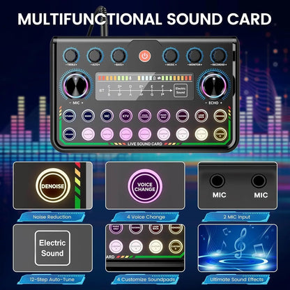Safring 2026 Upgraded Podcast Equipment Bundle, Recording Studio Package with Pro Audio Interface(4 Customize SE) and Podcast Microphone for Gamer Podcasting, Recording, Singing, Streaming #Summervibes