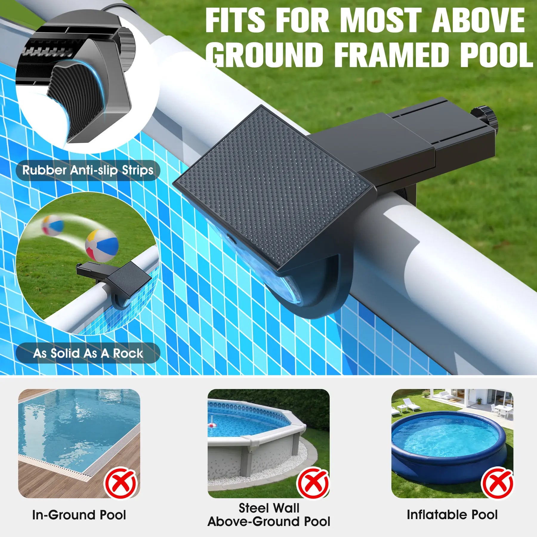 Solar Pool Lights,2026 Upgraded Solar Powered above Ground Pool Lights,Frame Pool Light Waterproof,Outdoor Swimming Pool Solar Light,Color Changing Pool Lighting for above Ground Pool Accessories-1Pc