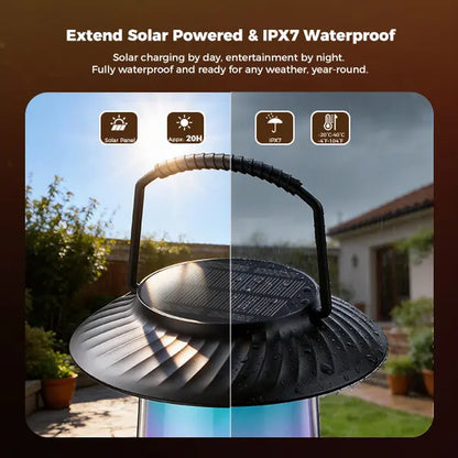 Outdoor Speakers House Warming Gifts New Home: 30W Dual Bluetooth Speakers with 360° LED Lights&Solar Charging|Multi-Sync up to 100 Speakers|Ipx7 Waterproof|20H Playtime|Lanterns for Patio/Pool/Party Audio Sound System Subwoofer Speaker Bluetooth Speaker