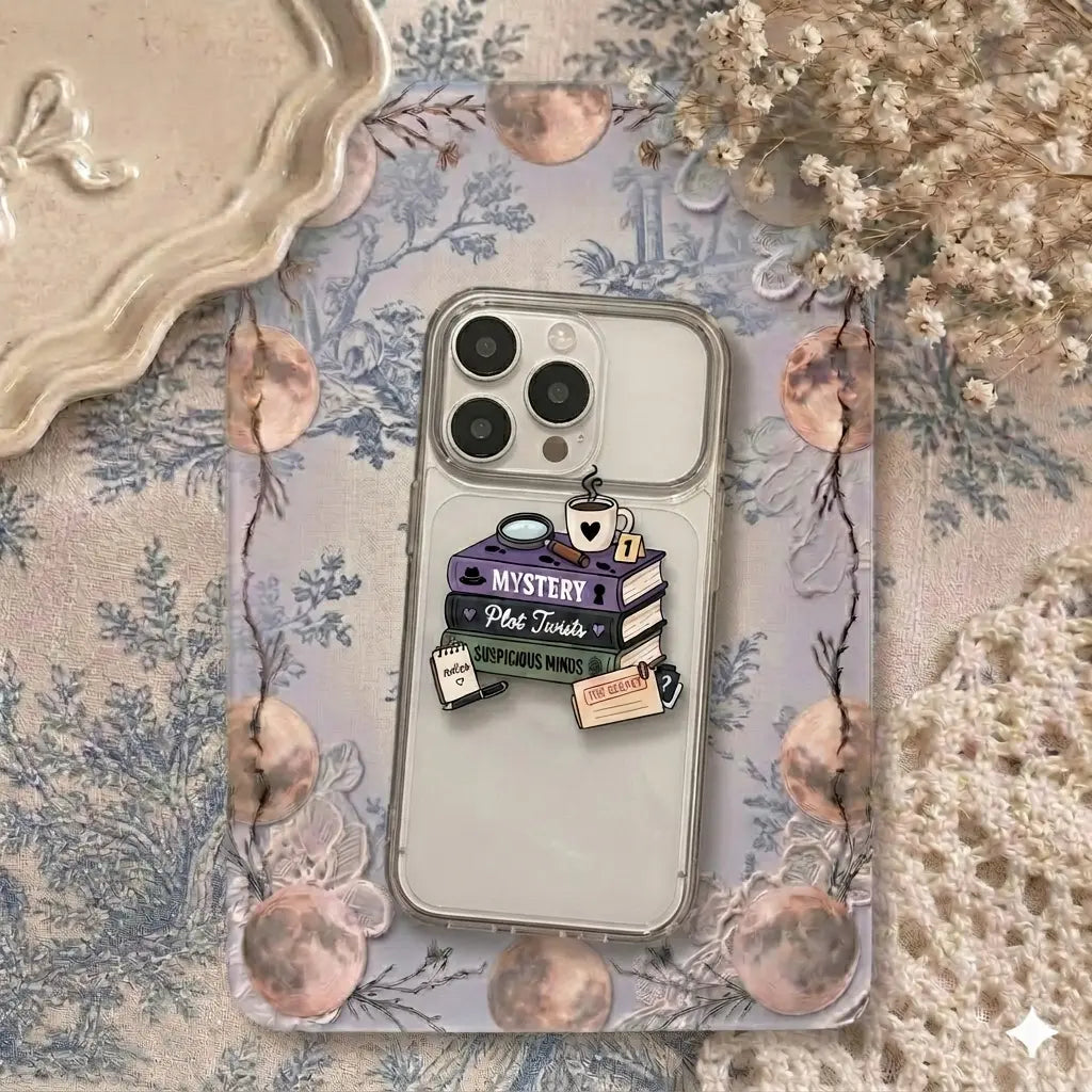 Book Lover Phone Grip Set – Aesthetic Romance Novel Pop Socket, 'Morally Grey' & Spicy Book Themed Phone Holder, Collapsible Smartphone Stand, Unique Gift for Readers