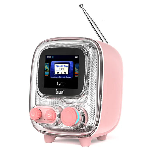 Divoom Tiivoo-2 Portable Bluetooth Speaker - Audio Sound System, Cool Gadgets, Wifi, Cute Retro TV Design, FM Radio, White Noise, Button-Controlled, Bedroom Use, Vintage Desk Decor, Father'S Day Gift