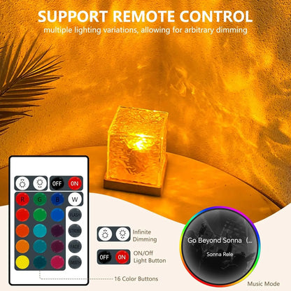 Ocean Wave Projector Light 18 Color Mode & Rechargeable 16 Color LED Light with Adjustable Modes, Remote Control, and USB Power Supply, ABS