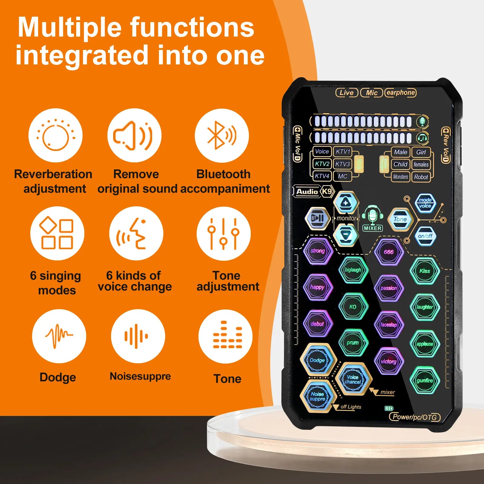 Hosabely SK9 Wired Handheld Live Sound Card Set – Portable Audio Interface with Microphone Connectivity for PS5, PC, Android, and iPhone Streaming – Ideal Gift for Men and Women