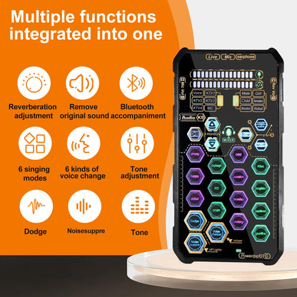 Hosabely SK9 Wired Handheld Live Sound Card Set – Portable Audio Interface with Microphone Connectivity for PS5, PC, Android, and iPhone Streaming – Ideal Gift for Men and Women
