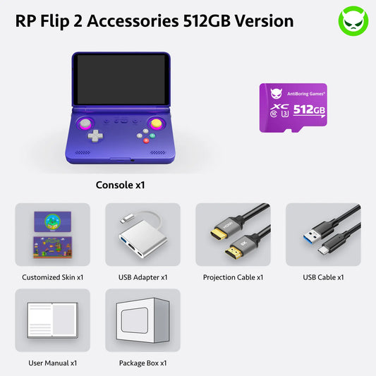 Retroid Pocket Flip 2【Ready to Use】Handheld Console Sd865【Buy 1 Get 1 Multi-Port Adapter+1 8K Projection Cable+1 Type-C Cable+1 Set of Customized Skin】Android 13 Adreno 650 8GB Lpddr4X 5.5-Inch AMOLED 1080P Active-Cooling 5000Mah Wifi Gift Package