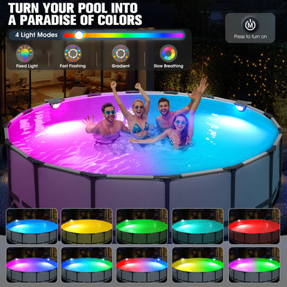 Solar Pool Lights,2026 Upgraded Solar Powered above Ground Pool Lights,Frame Pool Light Waterproof,Outdoor Swimming Pool Solar Light,Color Changing Pool Lighting for above Ground Pool Accessories-1Pc