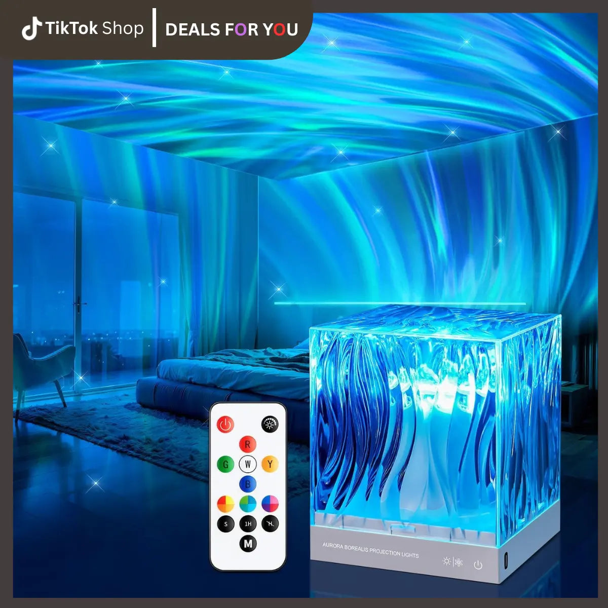 Ocean Wave Projector Light 18 Color Mode & Rechargeable 16 Color LED Light with Adjustable Modes, Remote Control, and USB Power Supply, ABS
