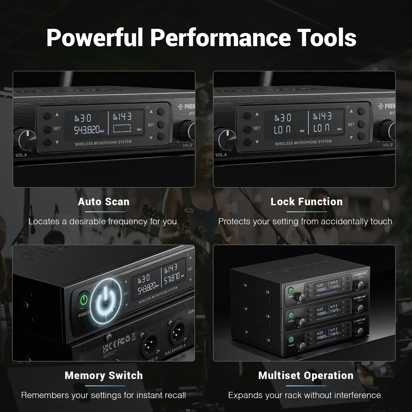 Phenyx Pro PTU-71-2H Dual Wireless 500Mhz Microphone System – 2 Handheld Mics, 328Ft UHF Range, Auto Scan & IR Sync, 2X100 Adjustable Frequencies, Dynamic Mics for Singing, Church, Karaoke, Events