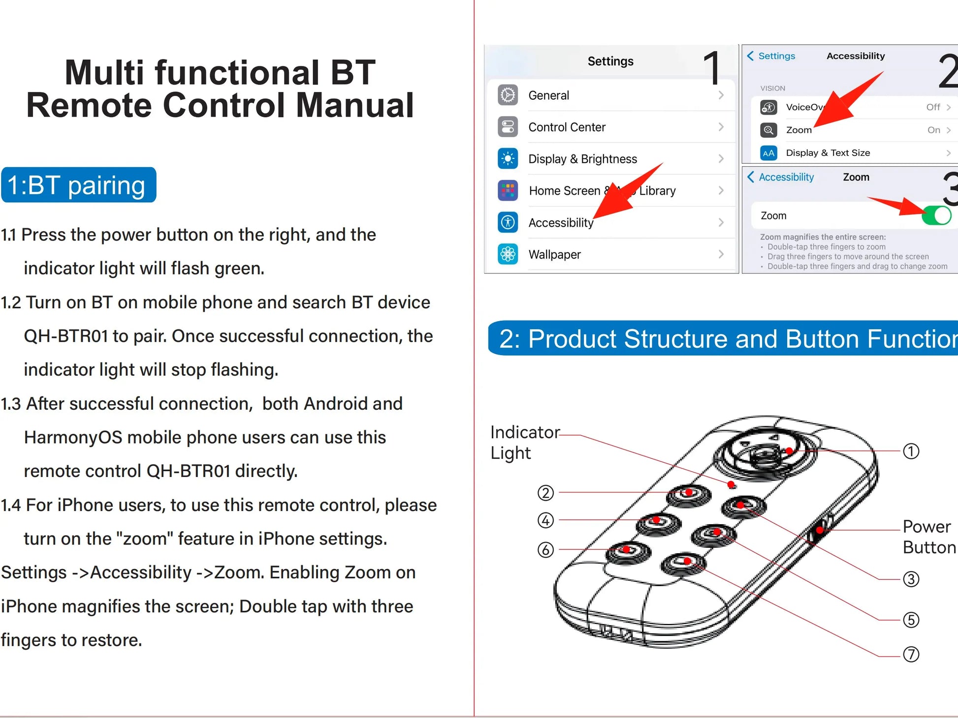 2026 New All-In-1 Bluetooth Remote Control - Universal Camera Shutter with Zoom, Tiktok & Reels Scroller, Ebook & Kindle Wireless Page Turner, Compatible with Iphone Android Ipad
