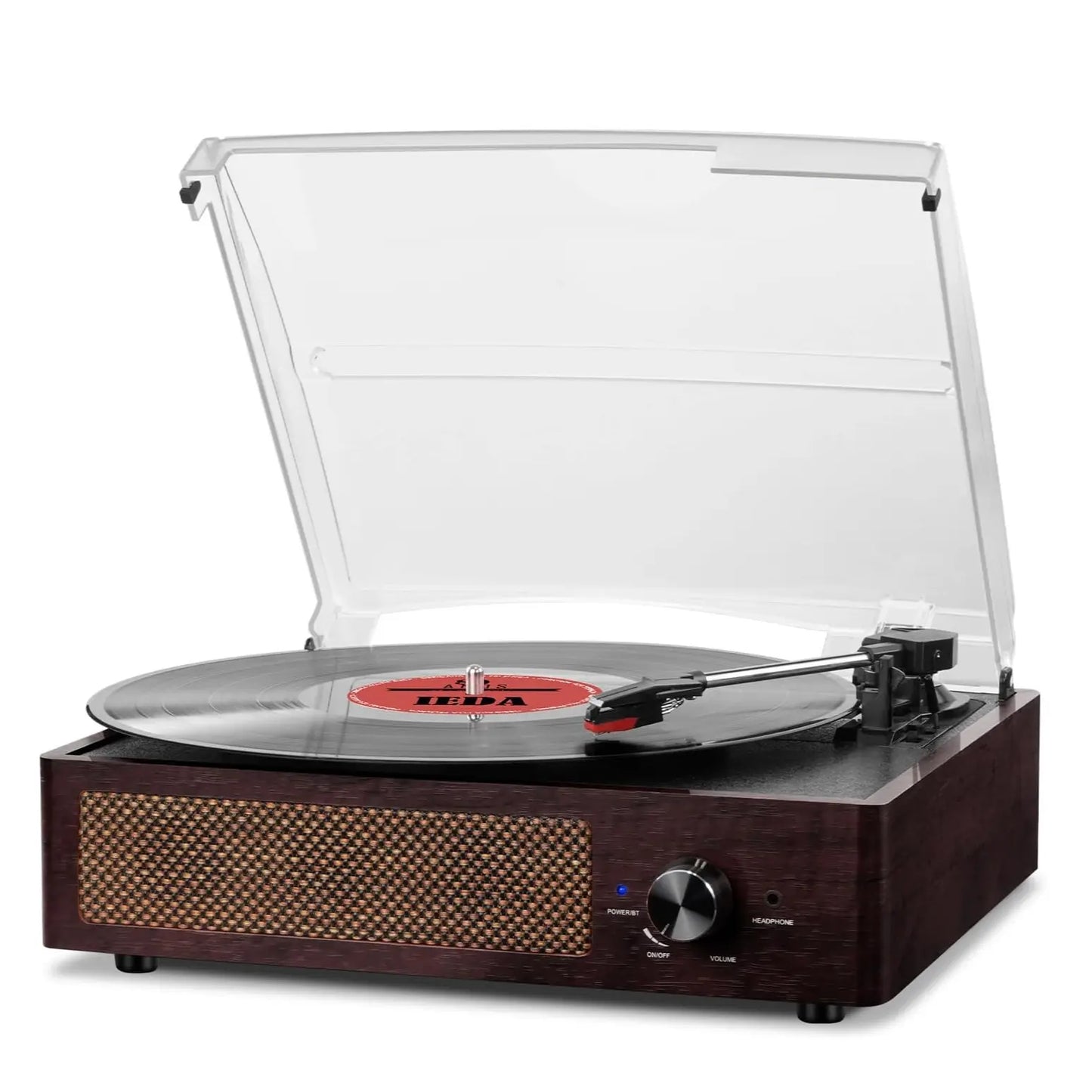 Vinyl Record Player, Turntable with Built-In Bluetooth Receiver & 2 Stereo Speakers, 3 Speed 3 Size Portable Retro Record, Gift for Women and Men