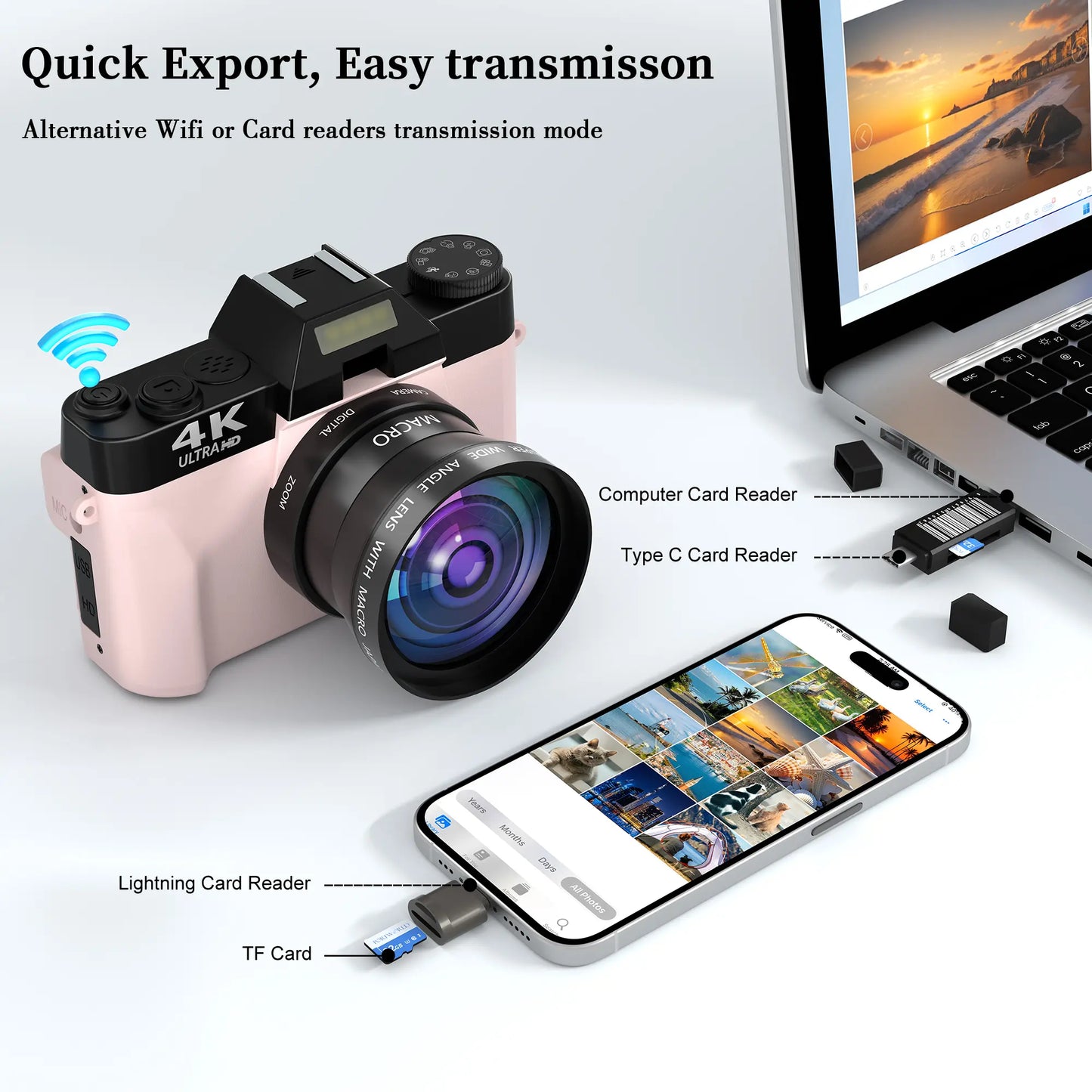 4K 56MP Vlogging Camera with 180° Flip Screen, Compact Camera with 16X Digital Zoom, 32GB TF Card, Summer Gift(Black)