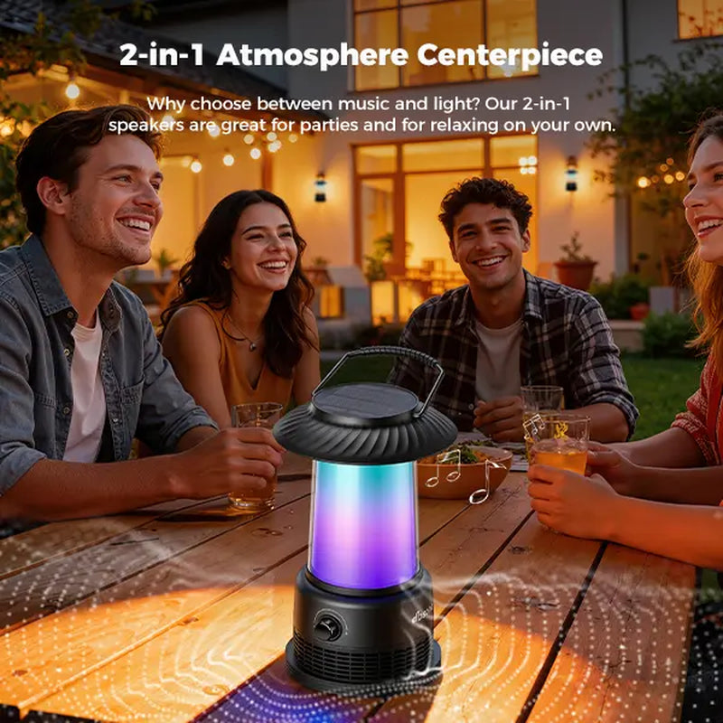 Outdoor Speakers House Warming Gifts New Home: 30W Dual Bluetooth Speakers with 360° LED Lights&Solar Charging|Multi-Sync up to 100 Speakers|Ipx7 Waterproof|20H Playtime|Lanterns for Patio/Pool/Party Audio Sound System Subwoofer Speaker Bluetooth Speaker