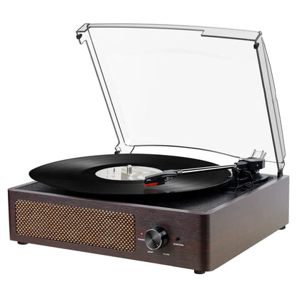 Vinyl Record Player, Turntable with Built-In Bluetooth Receiver & 2 Stereo Speakers, 3 Speed 3 Size Portable Retro Record, Gift for Women and Men