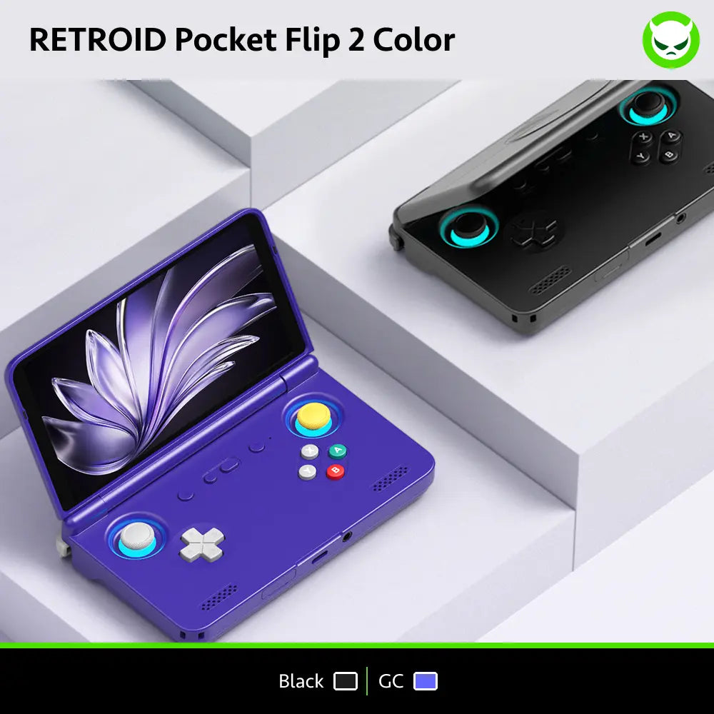 Retroid Pocket Flip 2【Ready to Use】Handheld Console Sd865【Buy 1 Get 1 Multi-Port Adapter+1 8K Projection Cable+1 Type-C Cable+1 Set of Customized Skin】Android 13 Adreno 650 8GB Lpddr4X 5.5-Inch AMOLED 1080P Active-Cooling 5000Mah Wifi Gift Package