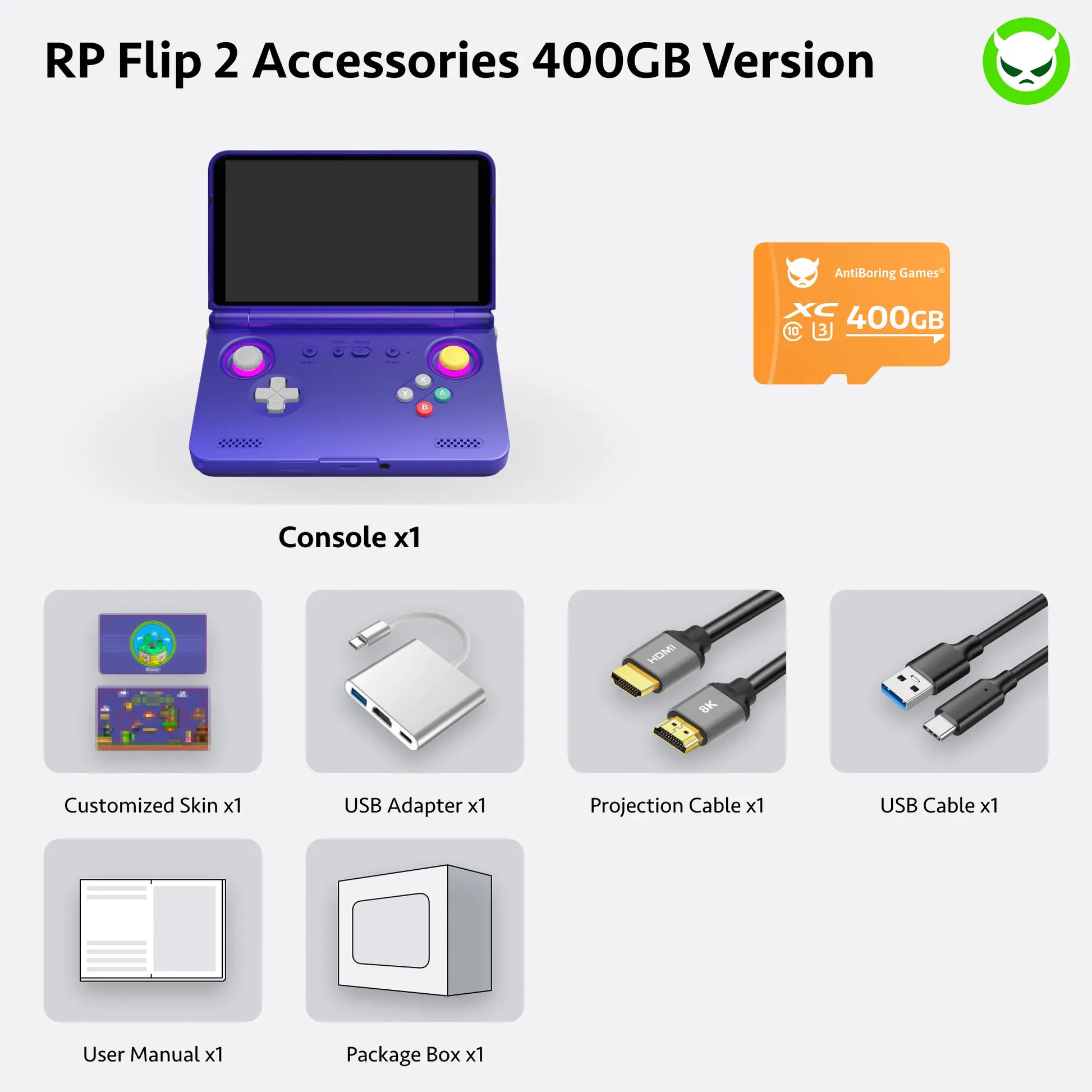 Retroid Pocket Flip 2【Ready to Use】Handheld Console Sd865【Buy 1 Get 1 Multi-Port Adapter+1 8K Projection Cable+1 Type-C Cable+1 Set of Customized Skin】Android 13 Adreno 650 8GB Lpddr4X 5.5-Inch AMOLED 1080P Active-Cooling 5000Mah Wifi Gift Package