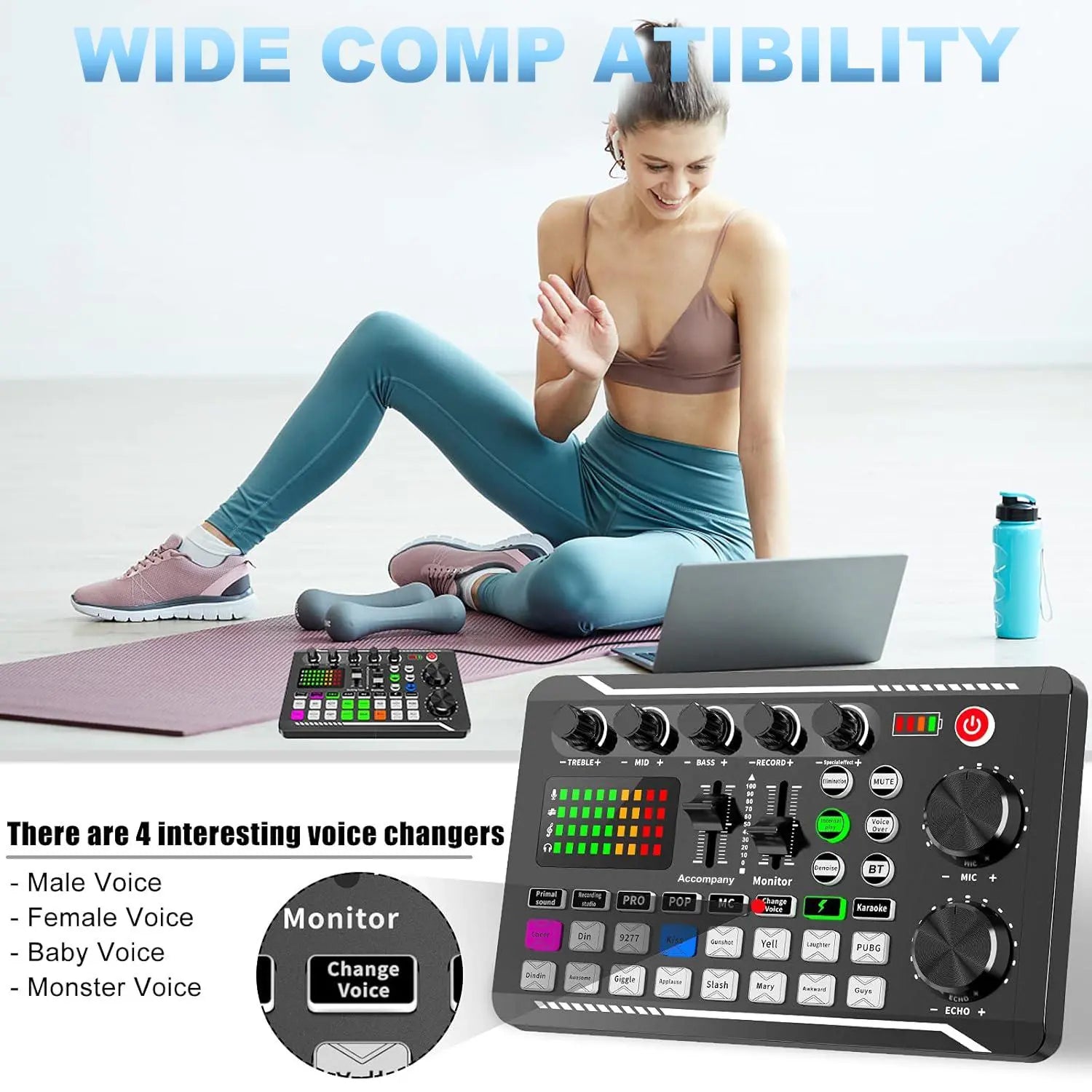 Podcast Microphone Bundle, Condenser Mic with Live Sound Card Kit, Podcast Equipment Bundle with Voice Changer and Mixer Functions for PC Smartphone Studio Recording, Audio Interface