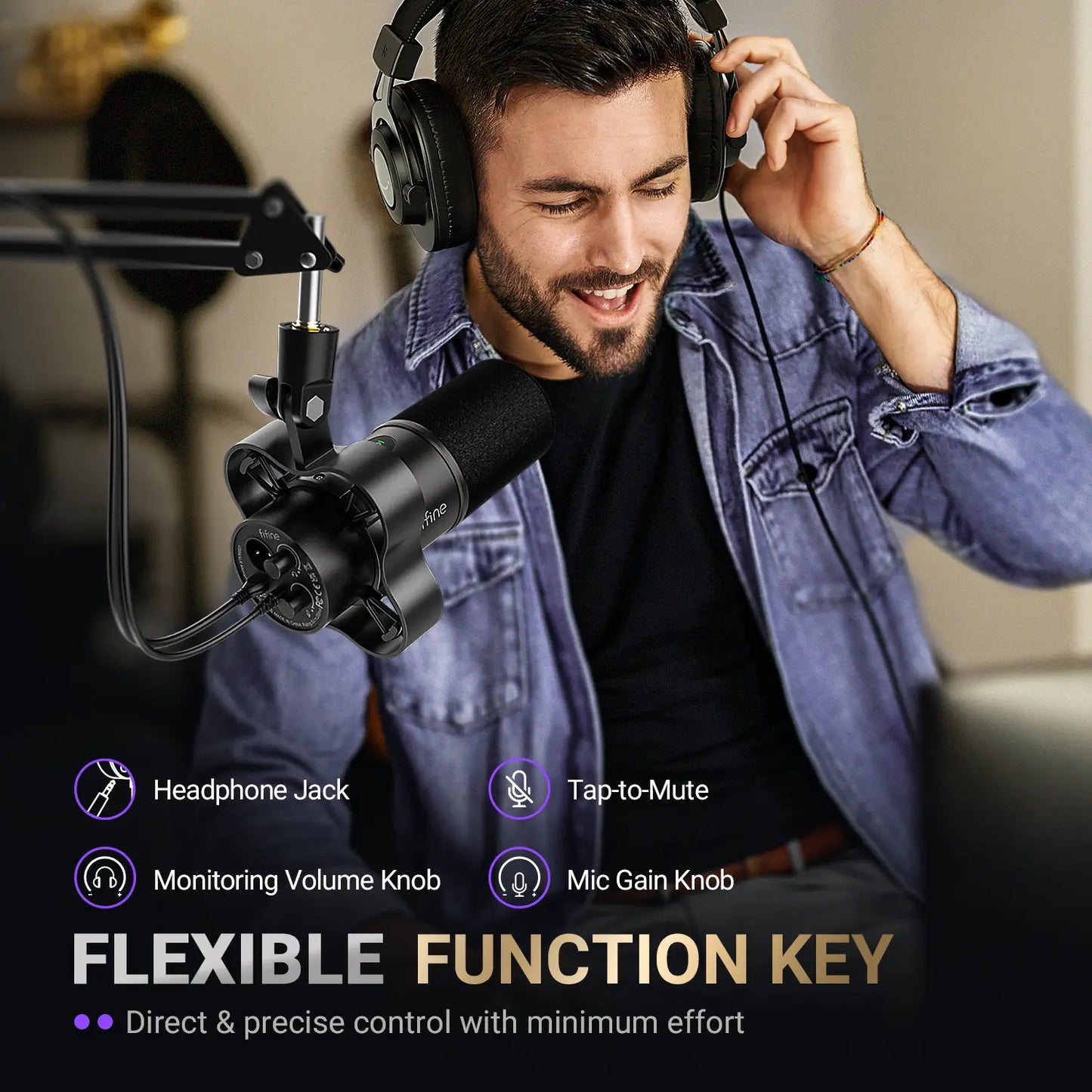 Fifine K688 Neo USB/XLR Podcast Microphone – Dynamic Pro Mic, Mute & Monitor for Streaming, Gaming, Vocal & Music Recording Audio, for PC USB-C Smartphone Mixer, Boom Arm