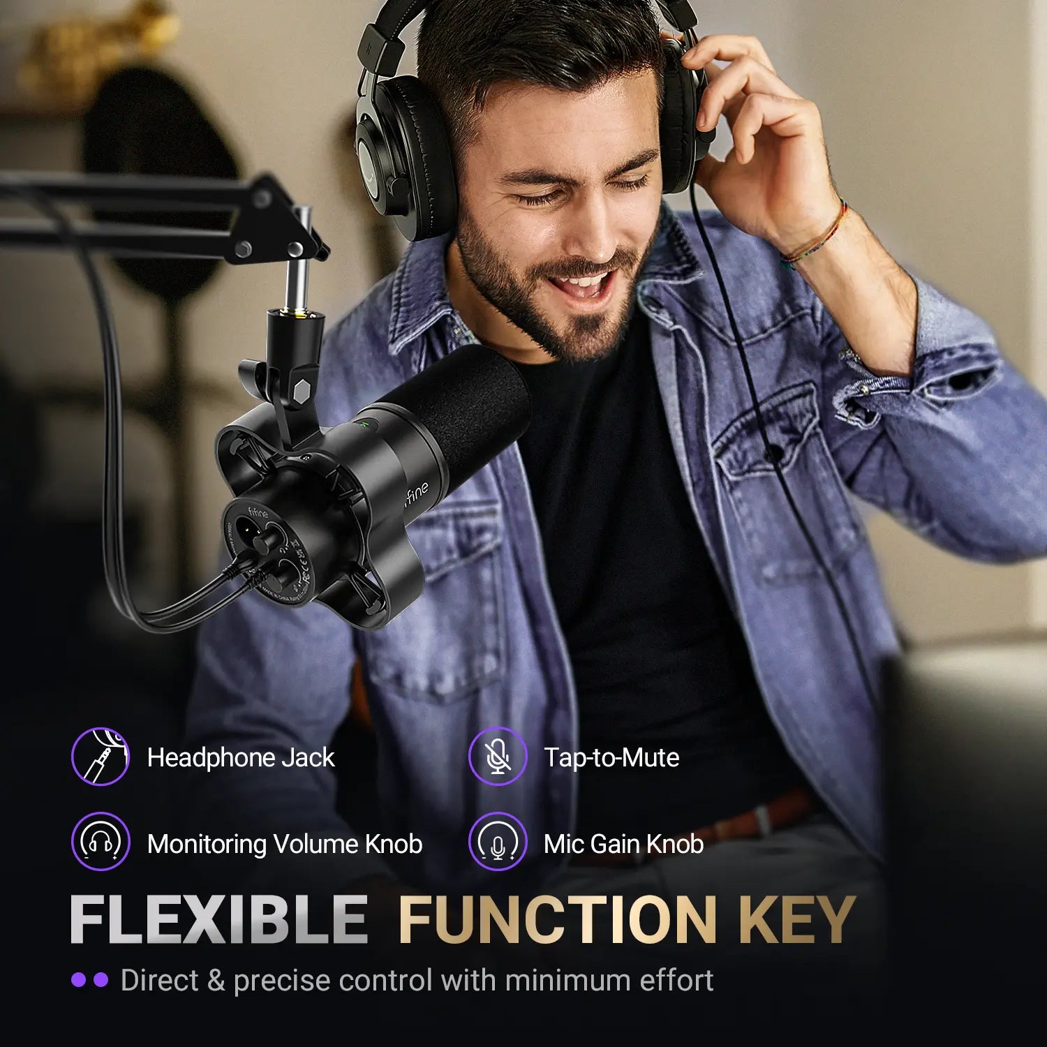 Fifine K688 Neo USB/XLR Podcast Microphone – Dynamic Pro Mic, Mute & Monitor for Streaming, Gaming, Vocal & Music Recording Audio, for PC USB-C Smartphone Mixer, Boom Arm