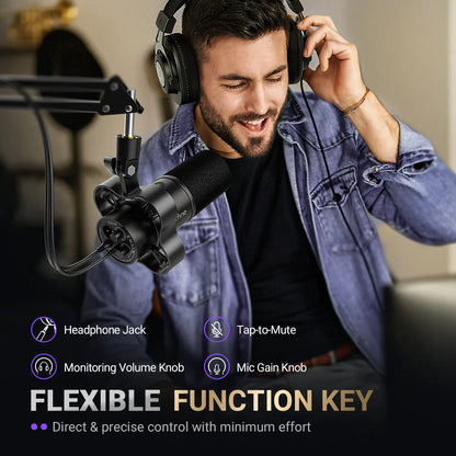 Fifine K688 Neo USB/XLR Podcast Microphone – Dynamic Pro Mic, Mute & Monitor for Streaming, Gaming, Vocal & Music Recording Audio, for PC USB-C Smartphone Mixer, Boom Arm