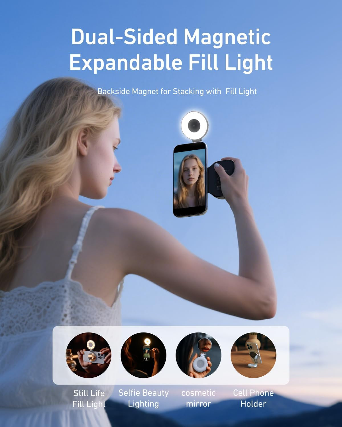 Fun Shot Magnetic Phone Camera Grip+ C03 Magnetic Selfie Light Creator Kit Compatible with Iphone Magsafe & Android, Bundle Kit for Selfies/Photography/Tiktok/Zoom Calls/Video (Black)