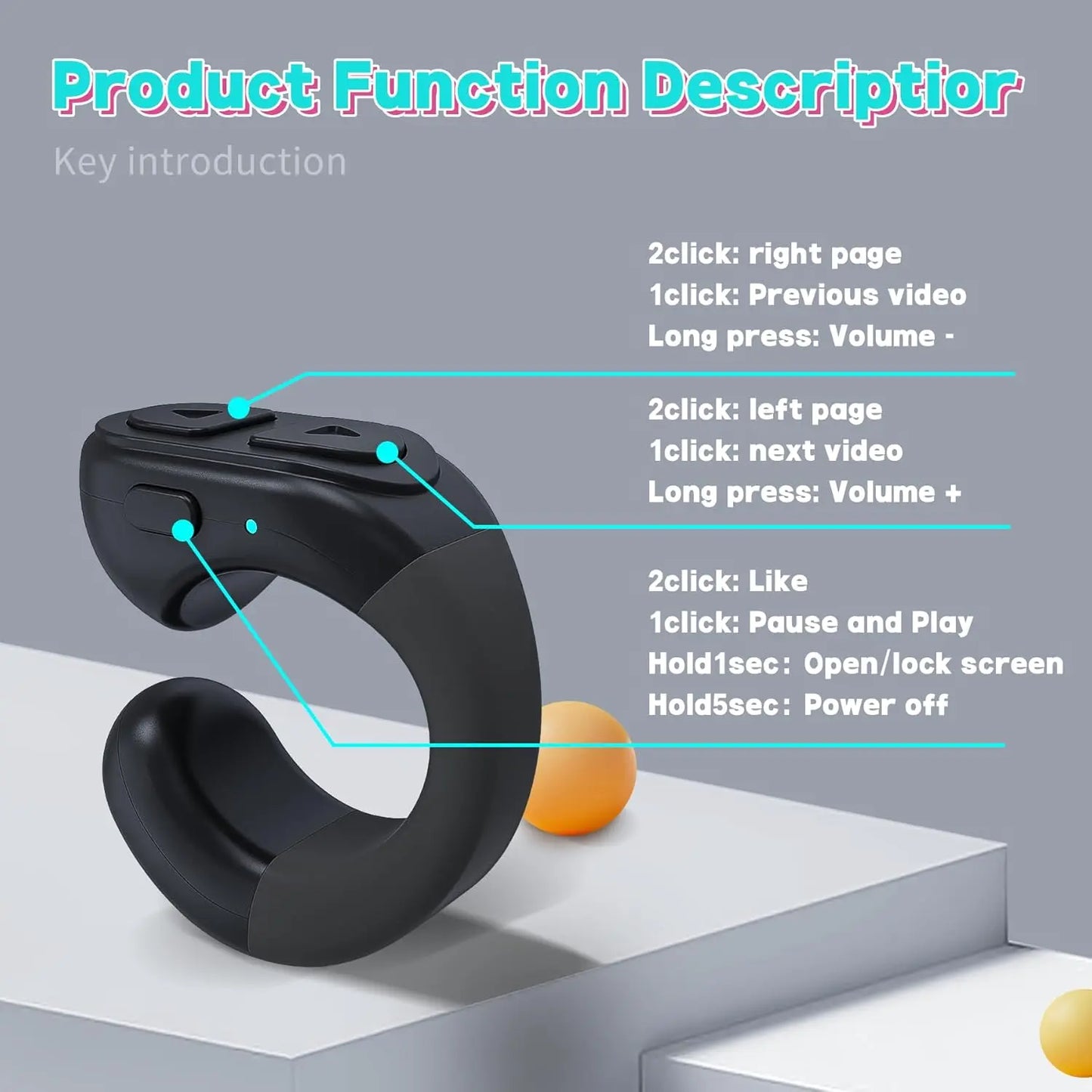 Wireless Scrolling Ring Remote Control - Camera Control Camera Accessory for Remote Photography, Selfie Use with Phones, Kindle App | Dealsforyoudays Electronic Gadget