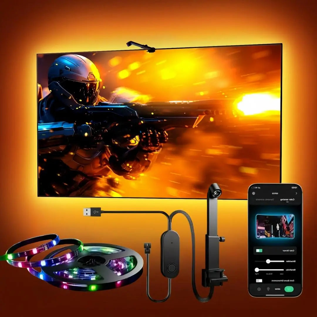 USB Smart TV Light Sync Screen LED Backlight, Sensor Controlled, Fits 55-65 Inch Tvs, Music Sync, Multiple Scene Modes, Valentine'S Day Gift, Smart LED Lighting